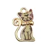 Encantadores y Lindos Pendientes de Gato con Diseño de Impresión de Aleación Esmaltada Accesorios DIY Colgante Llavero Cadena para Teléfono