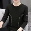[Envío Rápido] Camiseta de Manga Larga para Hombre, Ropa Interior de Otoño para Hombre, Corte Holgado, Capa Base Elástica, Camiseta Estampada para Hombre