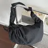 Nova Bolsa Estilo Coreano Ins Estilo Preguiçoso Bolsa Croissant Bolsa de Lona Grande Capacidade Bolsa Plissada Xadrez Bolsa de Ombro Transversal para o Dia a Dia