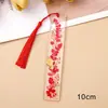 Marcador de página de acrílico platino creativo transfronterizo, marcador de página colgante de flor seca artificial, regalo de suministros de estudio, obsequio para compañeros de clase y amigos
