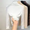 Camiseta Base Jacquard de Encaje Engrosada de Venta Caliente para Otoño e Invierno para Mujer, Top Cálido de Cuello Alto para Otoño e Invierno