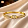 Pulsera de Doble Anillo Entrelazado con Circonita para Mujer, Accesorio de Personalidad Versátil y de Moda para el Viaje Diario, Venta Caliente Transfronteriza de Comercio Exterior