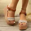 Sandalias de Plataforma con Cuña para Mujer Verano 2025 Nuevo Estilo de Hada Moda de Una Tira con Punta Abierta Sandalias Romanas Casuales