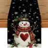 Caminho de mesa de Natal estilo nórdico com estampas de boneco de neve e árvore de Natal, toalha de mesa longa para decorações festivas, adequada para mesas de jantar, lareiras e tampos de mesa