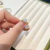 Nuevo Anillo Iris de Diamante de Alto Carbono con Patrón de Hierba Tang Estilo Chino Apertura para Mujer Diseño de Nicho Sentido del Diseño Anillo de Bambú