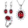 Conjunto de joyas de girasol de estilo coreano transfronterizo, conjunto de tesoro rojo de circonita de estilo retro europeo y americano, collar, anillo y pendientes para mujer