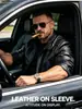 Chaqueta de cuero de moto vintage resistente para hombre, temporada primavera-otoño, marca de moda, elegante abrigo ajustado de cuero sintético lavado con cuello alto.