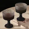 Copa Repujada Estilo Francés, Copa de Vidrio Negro, Copa para Vino Tinto, Diseño de Nicho, Alto Valor Estético, Juego de Copas para Cóctel de Uso Doméstico