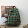 Mochila Escolar Retrô Japonesa Feminina Moda para Universitárias Mochila Xadrez Simples Grande Capacidade Mochila para Computador de Ensino Médio