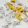 Plata Gruesa Chapada en Oro de 14K Incrustada con Circonita Patrón Diagonal Reloj de Arena Flor Cuenta Espaciadora Cuenta Espaciadora DIY Hecho a Mano Accesorios para Joyería de Perlas