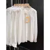 Camisa branca com babados estilo francês para mulheres, novo modelo outono 2026, top de manga longa de alta qualidade, suave, elegante e único