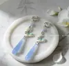 Novos brincos de gota d'água com borboleta azul estilo chinês, brincos longos ultra-etéreos, acessórios estilo antigo para Hanfu