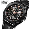 T-WINNER reloj mecánico automático para hombre impermeable hueco de cuero reloj mecánico reloj para hombre entrega de una pieza