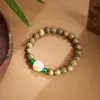 Fábrica de Origen Venta al por Mayor Pulsera de Sándalo Verde Natural Bodhi Tostado al Carbón Uña de Gato Ágata Verde Estilo Chino Nuevo Pulsera de Tendencia Nacional