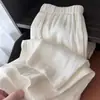 Pantalones Casuales Blancos de Lino Tencel para Mujer, Estilo Delgado de Verano, Nuevo Estilo Petite, Estilo Old Money con Caída, Pantalones de Pierna Ancha de Algodón y Lino Rectos