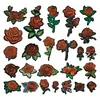 Patch de Bordado para Computador Flor Rosa Café Marrom-avermelhado Patch de Tecido Bordado Patch Decorativo para Roupas Sapatos Chapéus Em Estoque Atacado