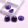 Zirconita Violeta Morado-Azul Redonda Corte Nido de Pájaro Zirconia Por Mayor Aretes Corte Nido de Pájaro Aleación de Titanio Accesorios de Piedras Preciosas
