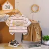 Conjunto de Verano para Niños 2026 Estilo Nuevo Ropa de Verano para Bebé Ropa Casual de Moda para Niños Pequeños Cuello Redondo Manga Corta Conjunto de Dos Piezas Moderno
