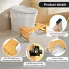 Banqueta de Banheiro de Bambu com Degraus, Banqueta de Agachamento para Crianças, Banqueta para Banheiro, Banqueta para Assento de Vaso Sanitário