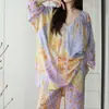 2026 Nuevo Conjunto de Pijama Pullover de Algodón y Seda de Alta Calidad para Mujer, Estilo Perezoso de Manga Larga para Aire Acondicionado
