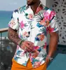 Camisa ligera transpirable de manga corta para hombre con estampado floral, camisa casual elástica en cuatro direcciones, directo de fábrica
