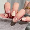 Manicura Uñas Portátiles Ins Blanqueamiento Avanzado Francés Estudiante Parche de Manicura Portátil Uña Postiza de Longitud Media Producto Terminado