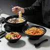 Tigela Espessa Anti-Escaldante para Uso Comercial, Tigela Grande Picante para Uso Doméstico, Tigela de Grande Capacidade Anti-Quebra para Macarrão Picante e Azedo, Tigela de Ramen