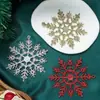 Decoração de pingente de floco de neve com glitter de Natal Acessórios para árvore de Natal Pingente de floco de neve dourado e prateado Adereços de layout de cena