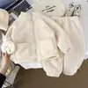 Inverno Espesso Quente Fofo Lã de Alpaca Popular Conjunto Pai-Filho Uniforme Escolar Meninos e Meninas Extra Espesso Gola Redonda Pelo
