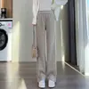 Calça casual nova 2026, padrão espinha de peixe off-white, perna reta, modelagem solta, afina a silhueta, estilo outono e inverno, forrada com fleece, versátil, com uma vibe relaxada