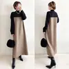 Otoño/Invierno 2026 Comercio Exterior Transfronterizo Japón/Corea Patchwork Primavera Nuevo Color Bloque Manga Larga Holgado Delgado Vestido