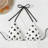 Top de Bikini de Lunares Estilo Europeo y Americano Nuevo 2026 Transfronterizo para Mujer, con Cuello Halter de Atar, Traje de Baño Bikini Sexy