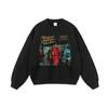 Sudadera con capucha de algodón pesado con lavado intenso, estampado de rock, estilo urbano americano moderno para hombre, talla grande