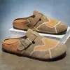 Sandalias Birkenstock para Hombre de Verano para Exteriores Retro de Gamuza Suela Suave Punta Cerrada Color Block Súper Populares Mocasines Casuales