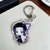 Llavero de Anime Demon Slayer Kamado Tanjirou Nezuko Acrílico Patrón de Dibujos Animados Colgante para Mochila
