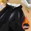 Sudadera Gris con Botones y Cuello Alto Medio para Hombre y Mujer, Otoño e Invierno, Forrada de Polar, Engrosada, Estilo Americano, Resistente, Estructurada, Chaqueta Casual con Capucha