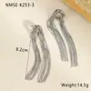 Brincos de aço inoxidável com franjas longas, moda transfronteiriça, exagerados para mulheres, nicho sênior, joia de ouvido em aço titânio, não desbota, atacado