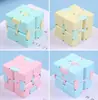 Calça com Bolso de Aba Descompressão Cubo Mágico de Ponta do Dedo Quadrado Flip Brinquedo Seis Lados Macaron Cubo Mágico Infinito de Dedo de Aluno do Ensino Fundamental Criativo