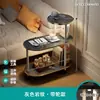 Mesita de Noche de Madera Maciza con Lámpara Perchero Integrado Estante de Almacenamiento para Mesita de Noche de Dormitorio Estante de Almacenamiento Mesa Lateral Extraíble Mesa de Café Pequeña