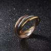 Anel de Casal Sansheng III Personalizado Simples Ouro Rosa 18K Anel de Aço Titânio Três Anéis Que Não Desbota Joias Femininas