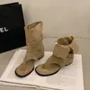 Sandalias Tanga Estilo Chica Caliente Retro con Plataforma Interna para Mujer, Nuevo Modelo Verano 2026 con Hebilla de Cinturón, Botas Romanas de Caña Alta Abatibles