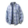 Camisa Xadrez Masculina Transfronteiriça Japonesa Retrô Marca Tendência Solta Versátil Casal Manga Longa Unissex Jaqueta Fina