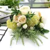 Ramo de rosa té y maracuyá, flores artificiales, decoración del hogar, accesorios para fotografía de bodas, flores navideñas