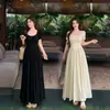 Vestido Largo con Cintura Ajustada, Diseño de Cuello en U y Manga Corta, Estilo Hepburn Francés, Galería de Verano, Atuendo de Verano Talla Grande para Mujeres con Tallas Grandes