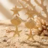 Pendientes Exagerados con Forma de Estrella de Mar, Coral y Caracola con Temática Oceánica, Venta Caliente Transfronteriza Europea y Americana, Modernos y Versátiles para el Viaje Diario, Diseño Único para Mujeres