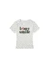 Camiseta de Manga Corta con Estampado de Letras Retro Americana para Mujer, Nuevo Diseño de Verano, Top Corto Ajustado de Lunares