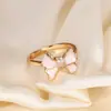 Anillo de Lujo Ligero de Moda Coreana Tendencia en Tiktok con Microincrustaciones de Diamante y Madreperla para Mujer con Acabado de Alta Gama Que No Se Desvanece