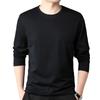 Camiseta de manga larga Hengyuanxiang 100% algodón para hombre, otoño 2023, nueva camisa informal de color liso para personas de mediana edad y mayores.