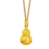 Accesorios DIY de Oro Brillante 24K de la Tienda de Oro Puzuo, Collar con Colgante de Calabaza Escama de Dragón Brillante, Cadena de Suéter de la Fortuna Estilo Chino