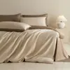 Juego de Cuatro Piezas de Satén 100% Algodón de Fibra Larga Clase A Lujo Ligero Color Sólido Bicolor Estilo Hotel Sábana Funda Nórdica Ropa de Cama 4